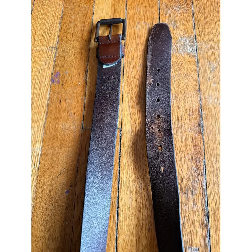 DOCKERS Distressed Brown Leather Belt Mens sz 36